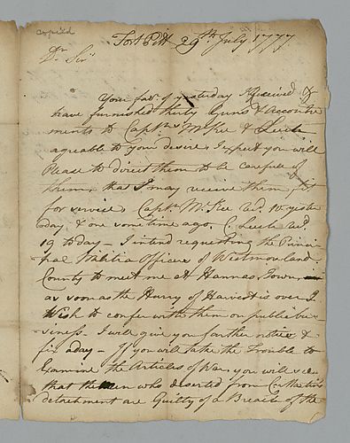 Edward Hand to Archibald Lochry