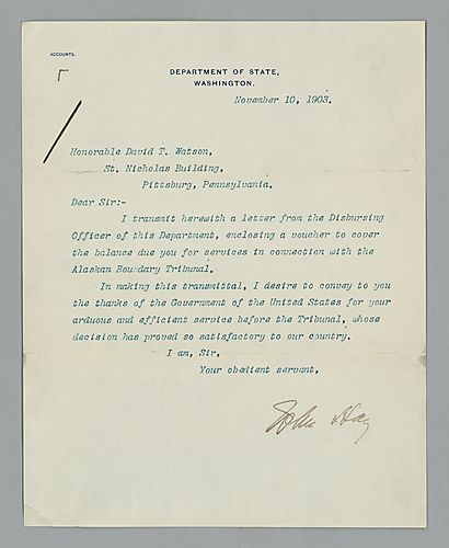 John Hay to David Thompson Watson