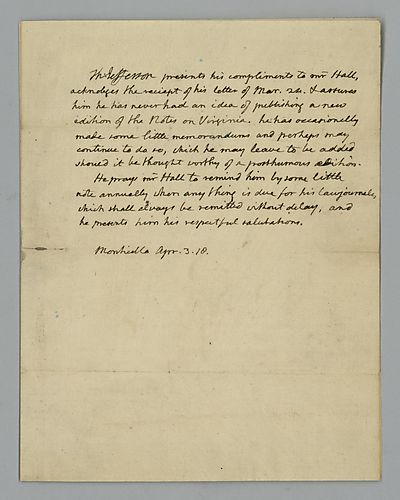 Thomas Jefferson to Harrison Hall
