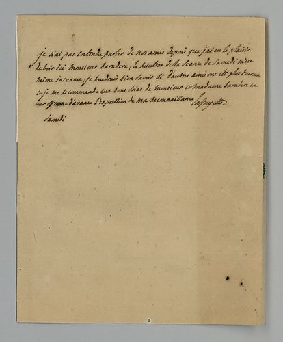 Marquis de Lafayette to Monsieur Baradere [in French]