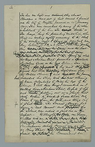 Aulay Babington Macaulay, Account of Jamaican earthquake