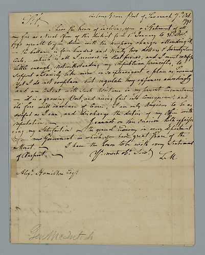 Lachlan McIntosh to Alexander Hamilton [duplicate], October 7, 1791