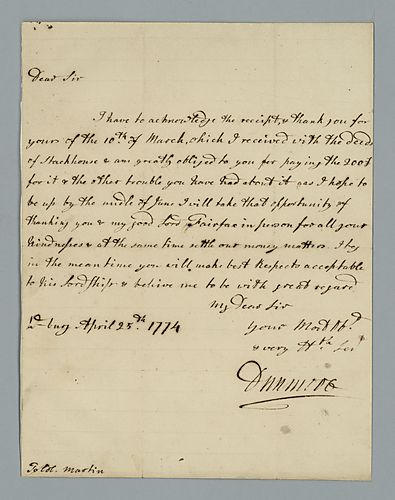 John Murray, 4th Earl of Dunmore to Colonel Martin
