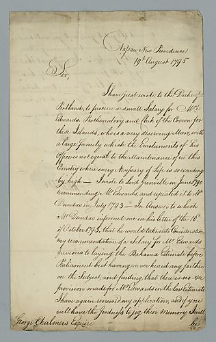 John Murray, 4th Earl of Dunmore to George Chalmers