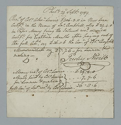 Presley Neville, Receipt