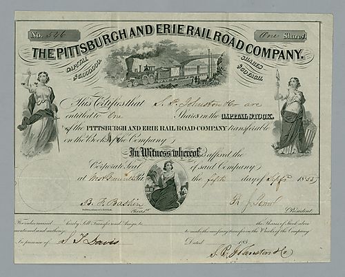 Pittsburgh and Erie Rail Road Company Stock Certificates (2)