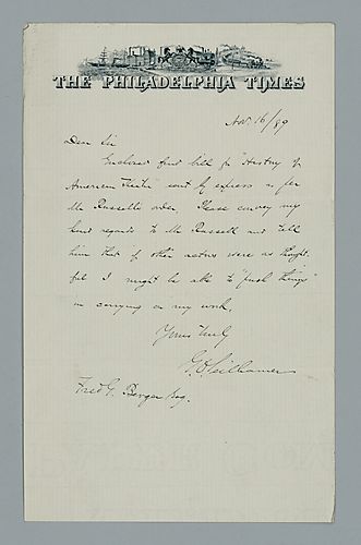 George O. Seilhamer to Fred G. Berger