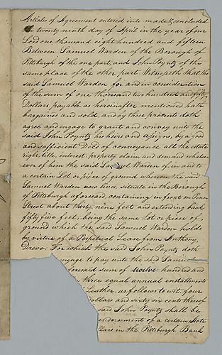 Samuel Warden and John Poyntz, Articles of agreement