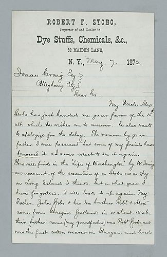 Robert F. Stobo to Isaac Craig