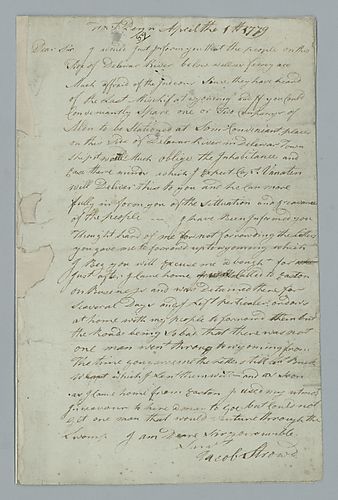 Jacob Strowd to Edward Hand, April 1, 1779