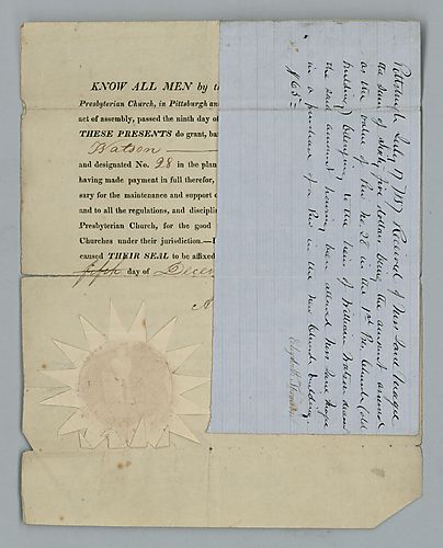 William Watson, Assignment of a pew in Presbyterian Church