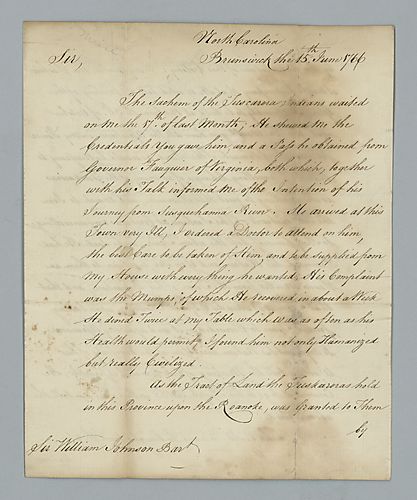 William Tryon to Sir William Johnson