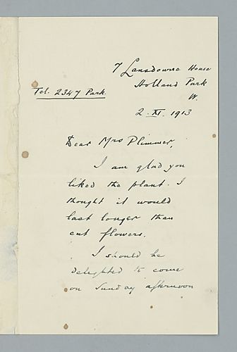 Henry Wickham Steed to Mrs. Plimmer