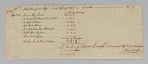Peter Demoss’ account with William Trent and George Croghan