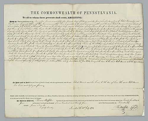 Land patent to Robert Morris(copy)