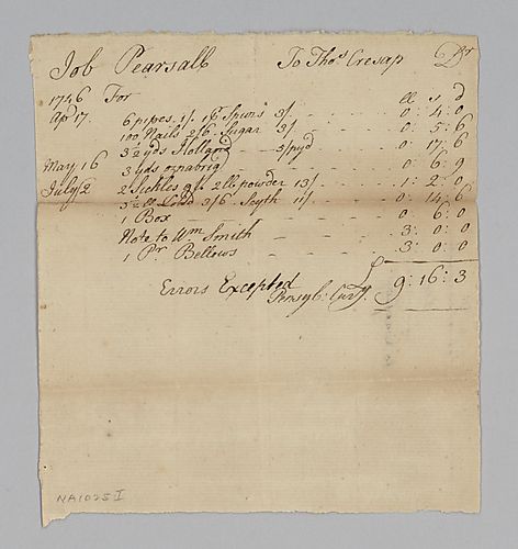 Job Pearsall’s account with Thomas Cresap