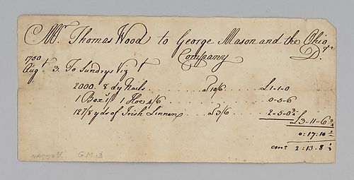 Thomas Wood’s account with George Mason and the Ohio Company