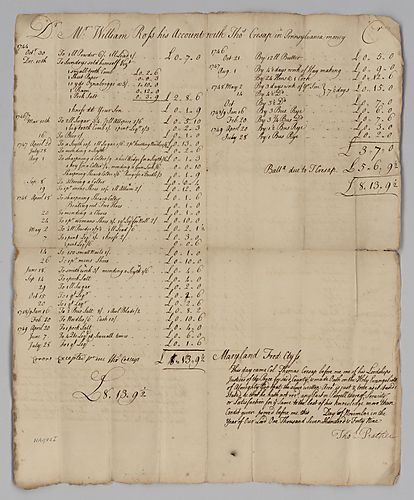 William Ross’s account with Thomas Cresap