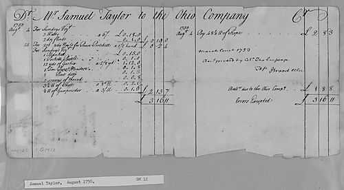 Samuel Taylor’s account with the Ohio Company