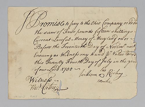 William Richey’s promise to repay the Ohio Company