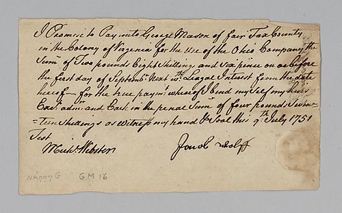 Jacob Wolf’s promise to repay George Mason and the Ohio Company