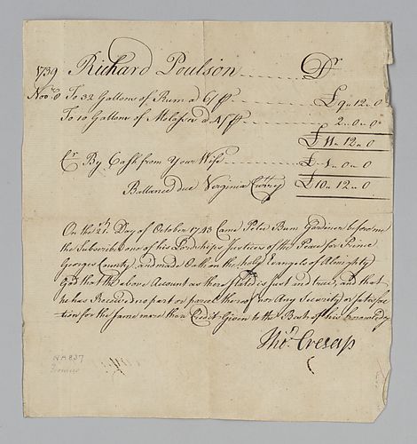 Richard Poulson’s account with Thomas Cresap