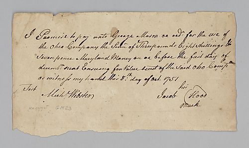 Jacob Hood’s promise to repay George Mason and the Ohio Company