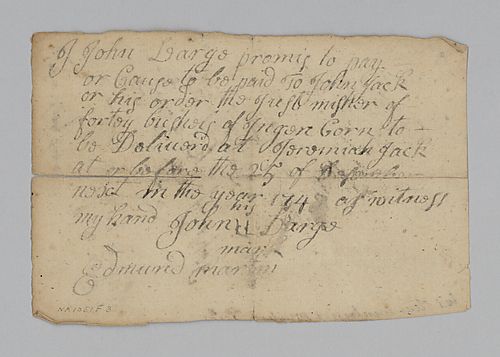 John Large’s promise to repay John Jack