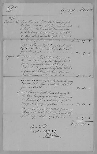 George Mercer's Account with Samuel Wharton [LM 326]