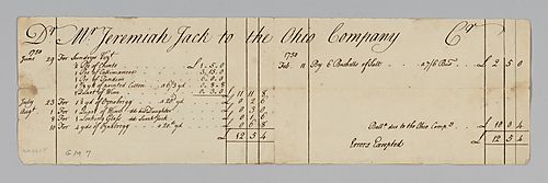 Jeremiah Jack’s account with George Mason and the Ohio Company