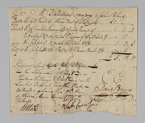 William Crawford’s account with John Brigg