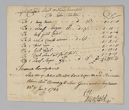 William Crawford’s account with John Stanton