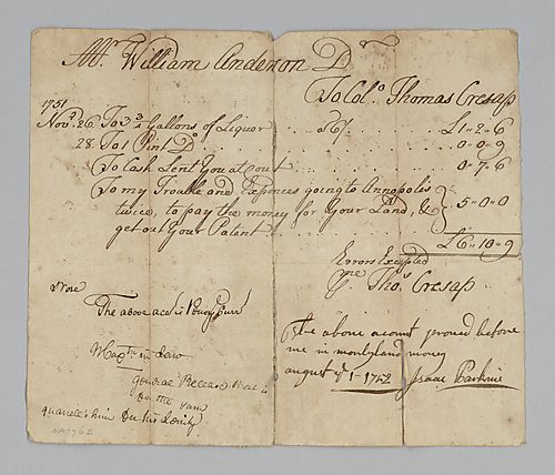 William Anderson’s account with Thomas Cresap