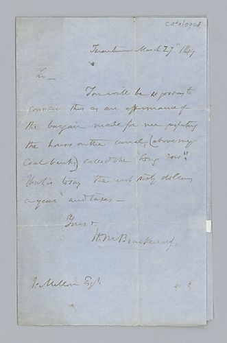 H. M. Brackenridge to Thomas Mellon
