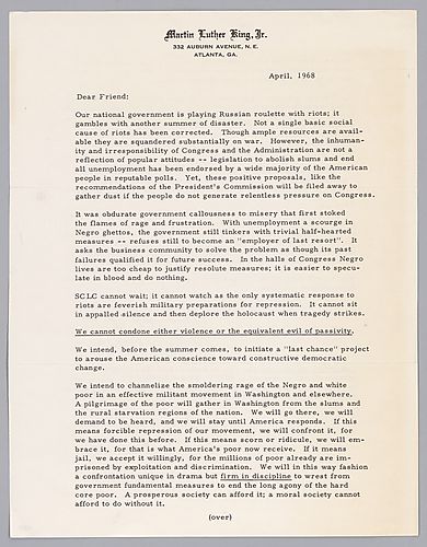 Letter from Dr. Martin Luther King, Jr.