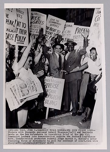 "Communists Trial Defendants Join Picket Line"