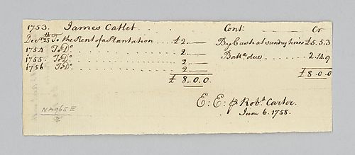 James Catlet’s account with Robert Carter