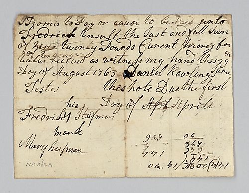 Frederick and Mary Hufman’s promise to repay Frederick [Insult]