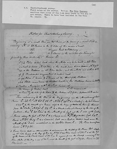 Notes on the Charlottesburg Survey [LM p165-166]