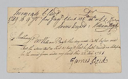 Jeremiah Claud’s account with William Boyle