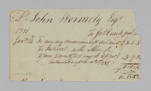 John Wormely’s account with James Craik