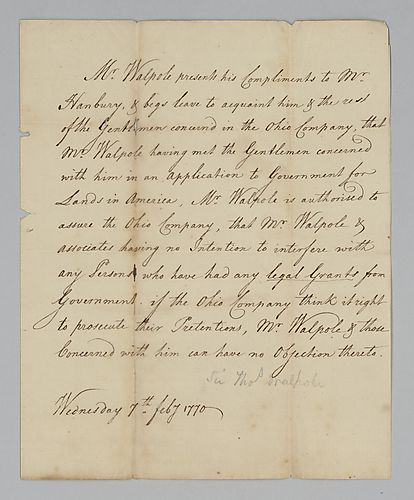 James Walpole’s notes to John Hanbury [LM p371]