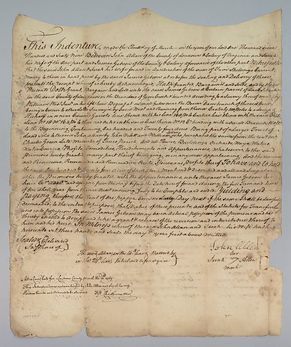 Land indenture from John and Sarah Allan to James Gibson