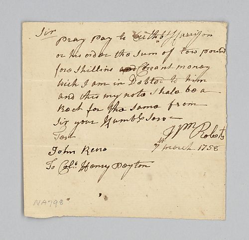 William Roberts payment to [illegible] Harrison