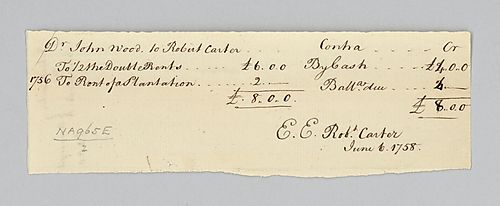 Robert Carter’s account with John Wood