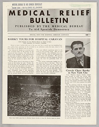 Medical Relief Bulletin, Published by The Medical Bureau to Aid Spanish Democracy
