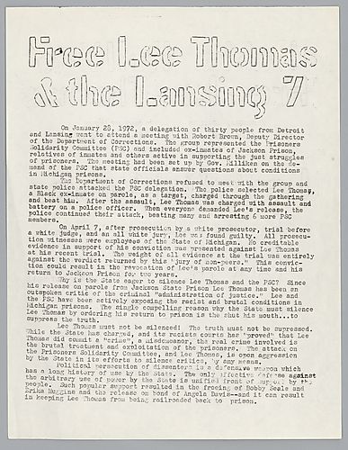 "Free Lee Thomas & the Lansing 7" Flyer
