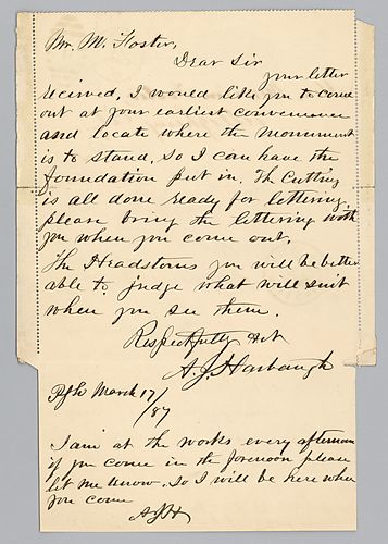 Letter from A. Harbaugh to Morrison Foster