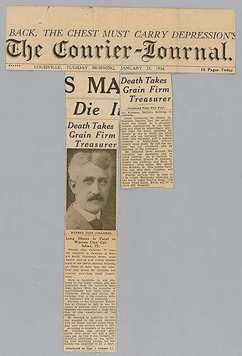 Article on the death of Warren Clay Callahan, The Courier Journal