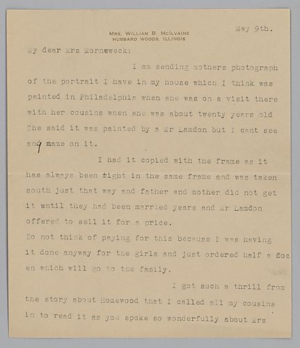 Letter from Julie McIlvaine to Evelyn Morneweck